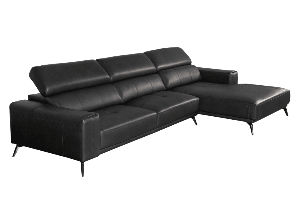 Ghế Sofa góc trái Sofaland Nevada Da bò thật 100% Màu ghi đậm 330x177x74/92