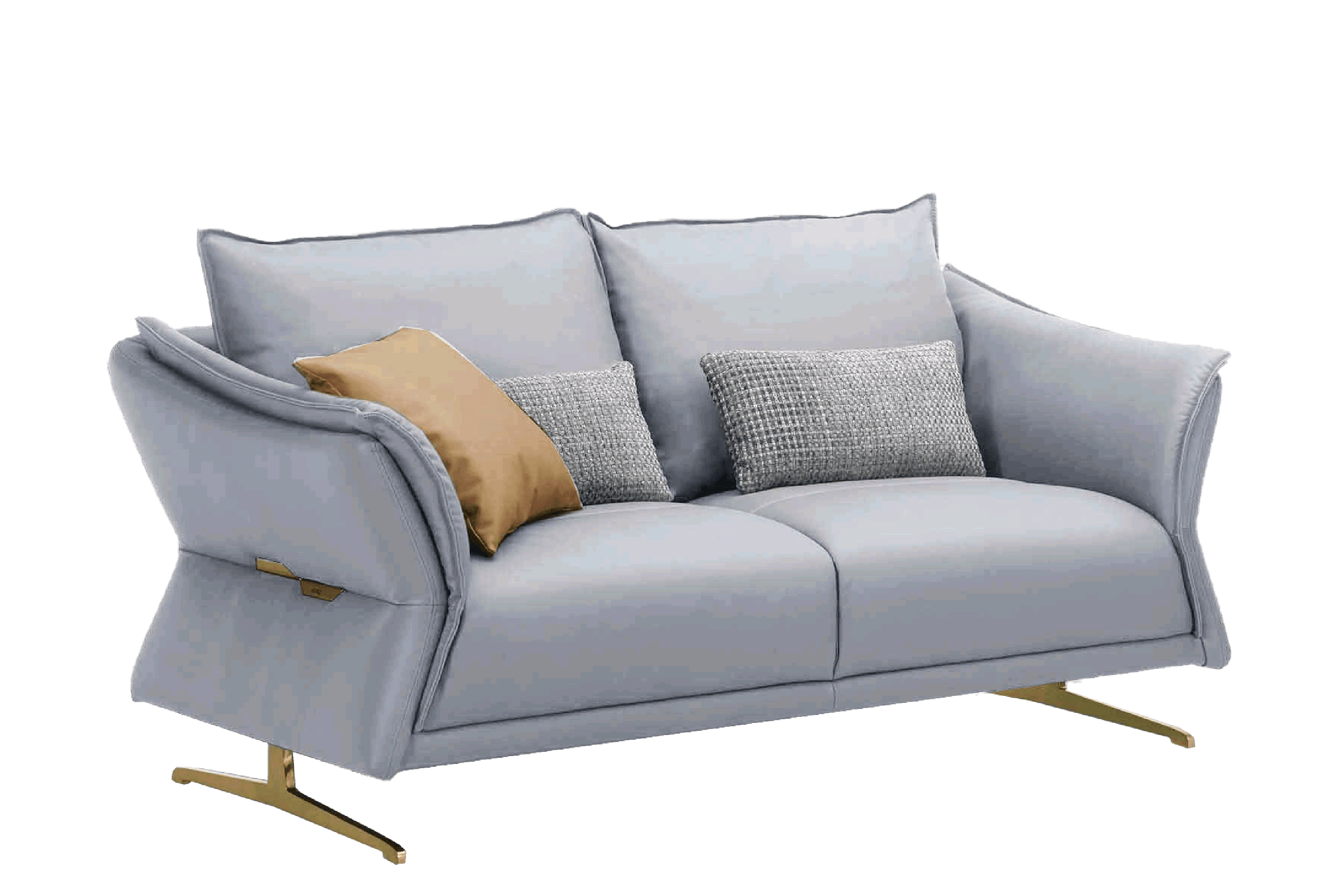 Sofa Văng Kuka 9615 da bò thật tiếp xúc màu xanh dương nhạt (W758061) 175x95x75/88