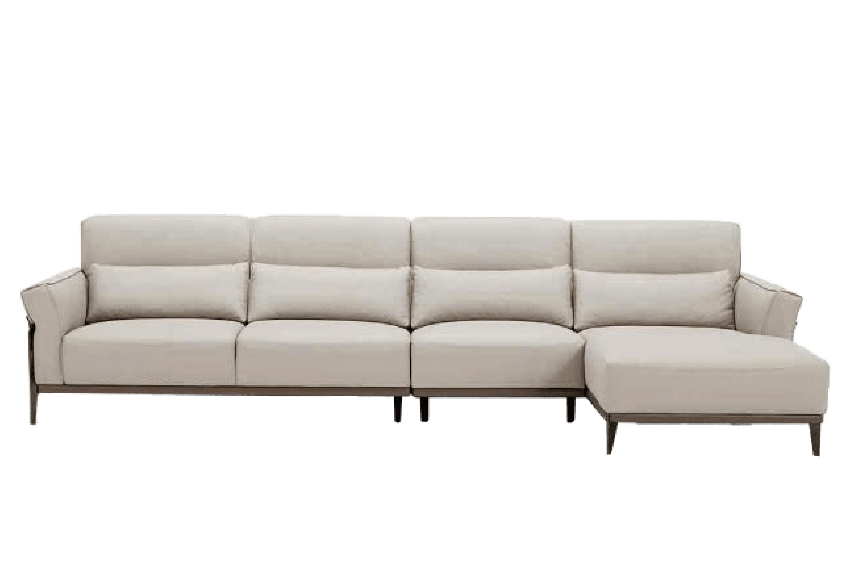 Sofa Góc phải Kuka 8181 da bò thật tiếp xúc màu ghi nhạt (U632031) 272x165/98x90