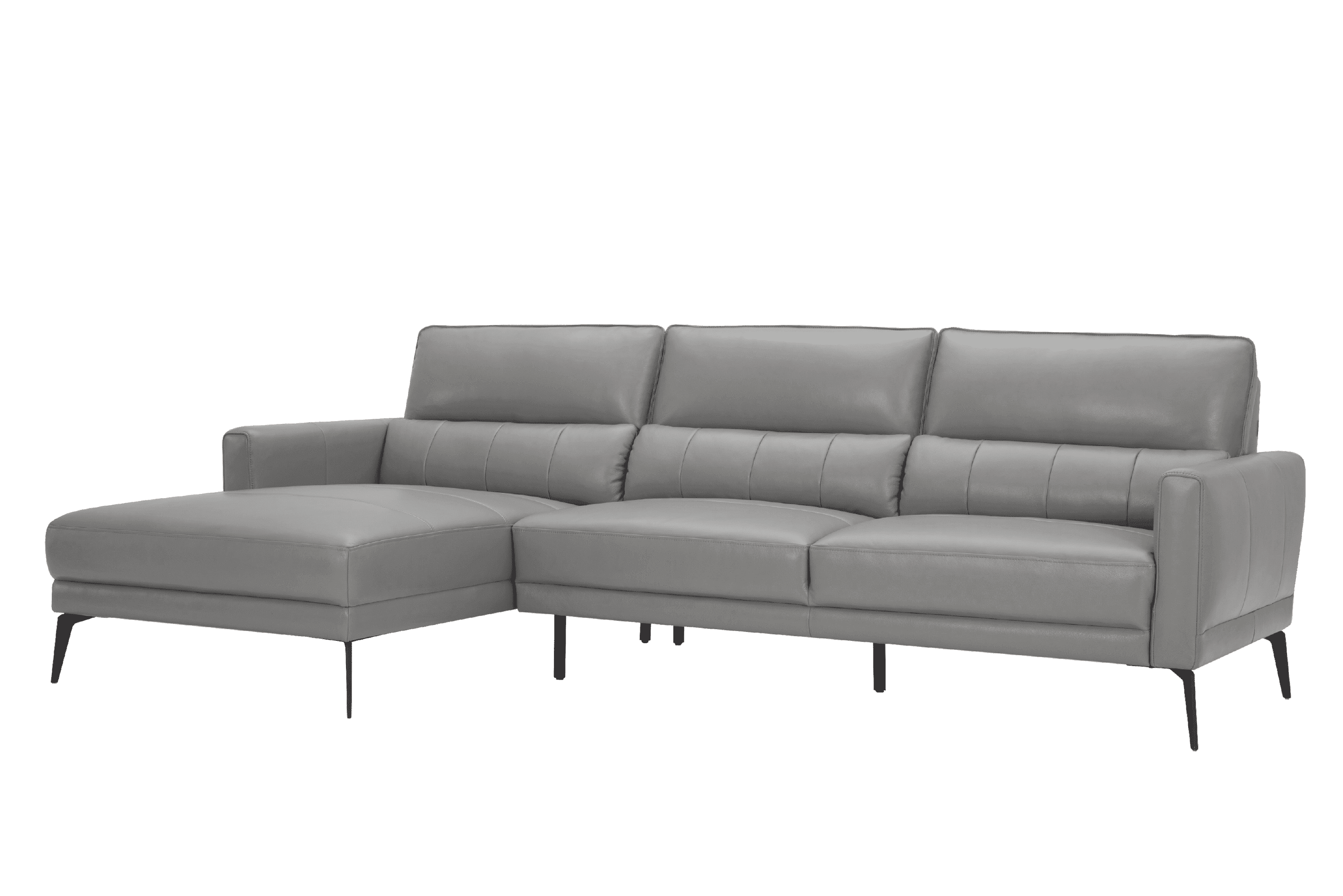 Sofa Góc phải Kuka KT.035 da bò thật tiếp xúc màu ghi đậm (M5663/PVC) 274x160x89