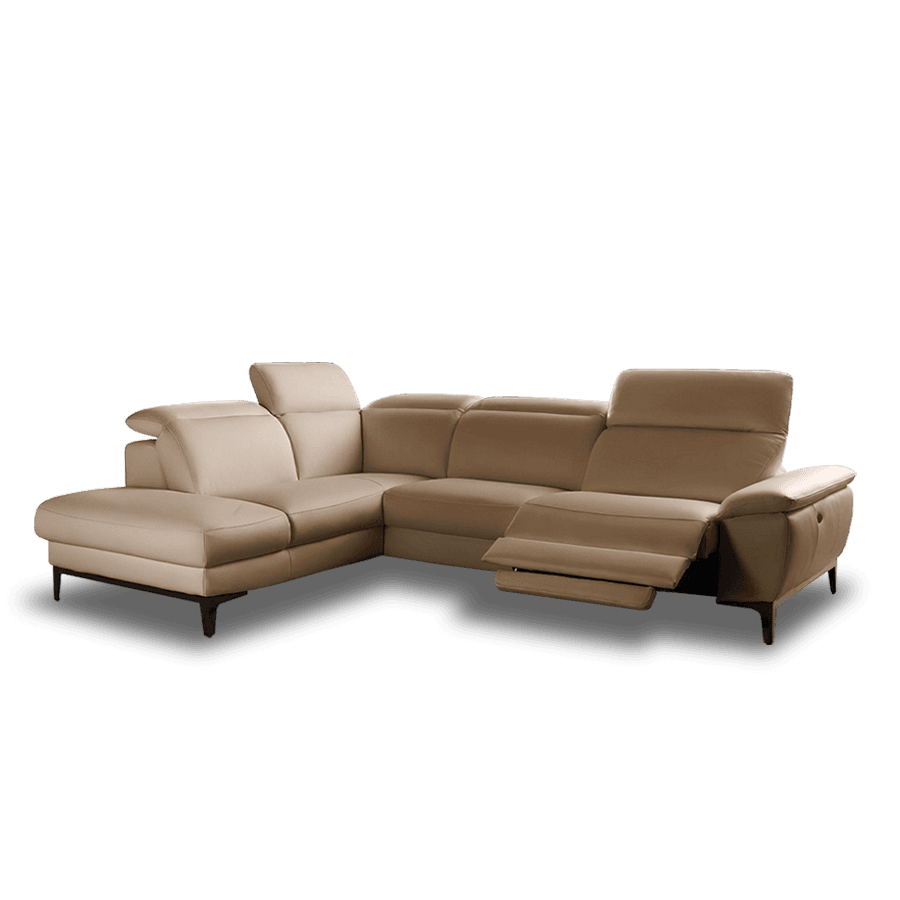 Ghế Sofa góc trái Satis DIXIE Da thật 100% Màu nâu nhạt 232x288x80/103