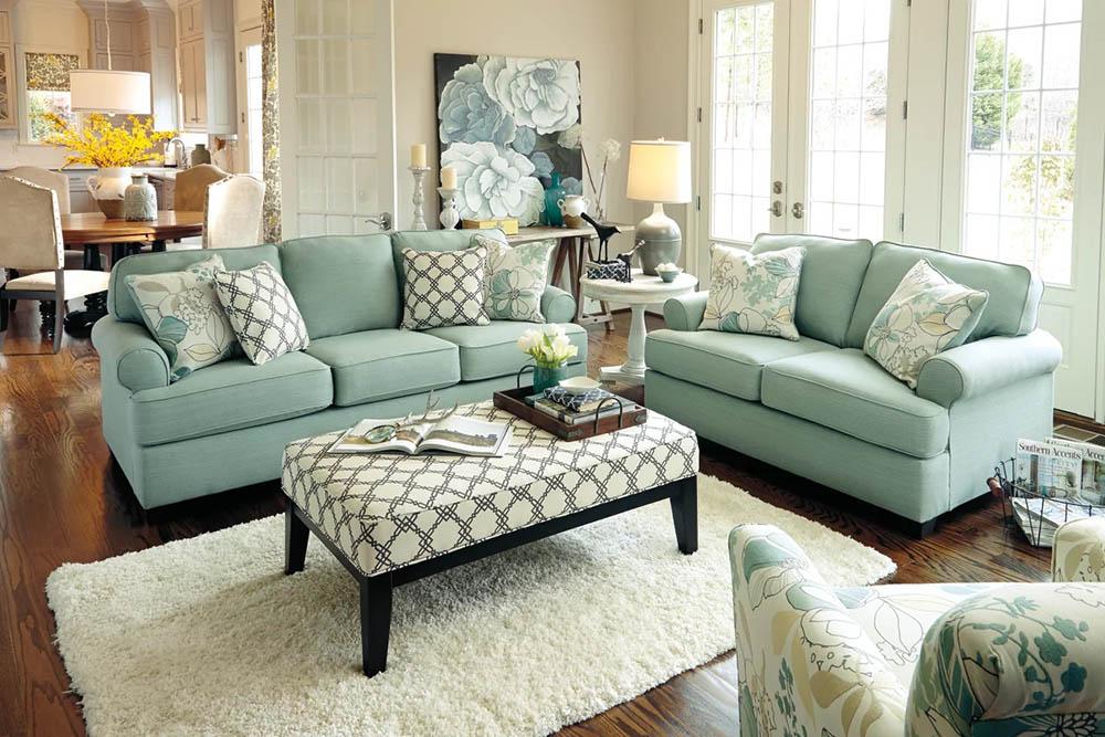 Ghế sofa màu xanh ngọc dịu mát và trang nhã cho phòng khách