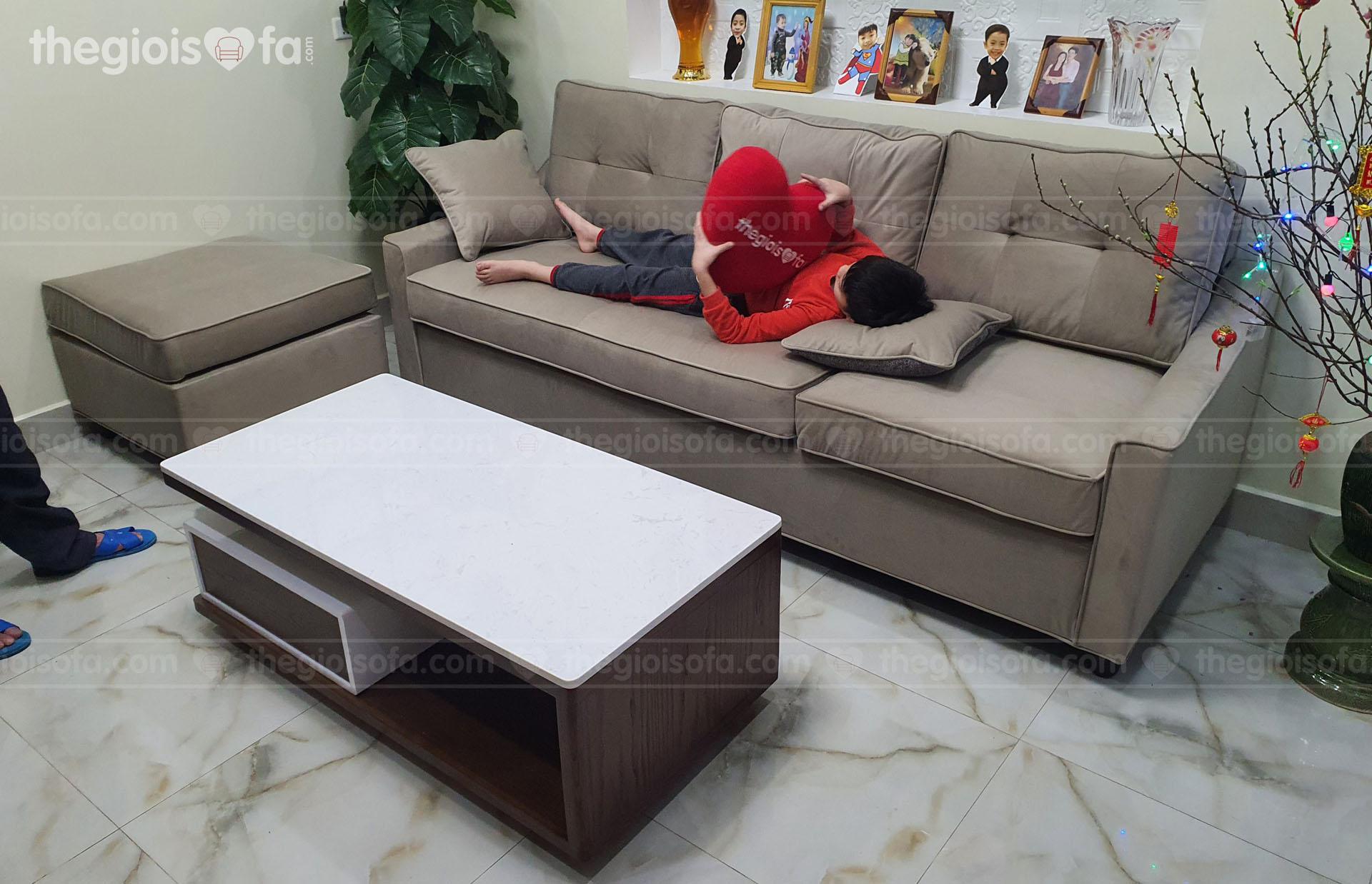 Giao hàng sofa nỉ Eden và bàn trà Valencia White cho anh Hùng ở 228 Tam Trinh – Hoàng Mai – Hà Nội