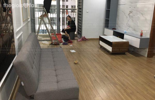 Giao hàng Sofa giường nỉ cao cấp Sofaland Vera Grey cho anh Thắng tại Time City – Park 2 – Quận Hai Bà Trưng