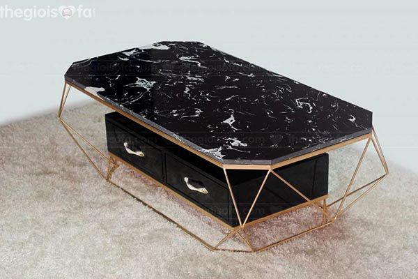 Mẫu bàn trà khung sắt kiểu kim cương
