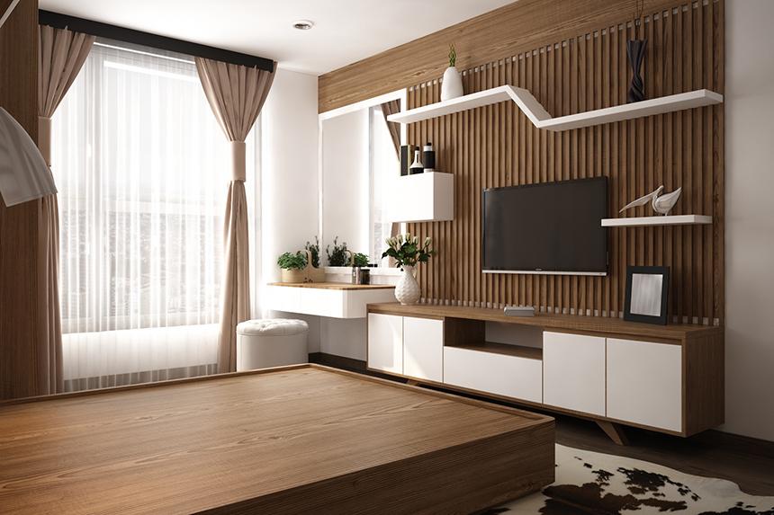 Tư vấn lựa chọn kệ tivi phòng ngủ cho từng không gian