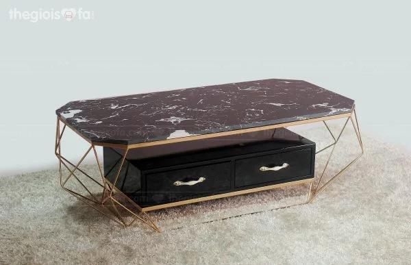 Bàn trà Curve black chân thép mặt đá