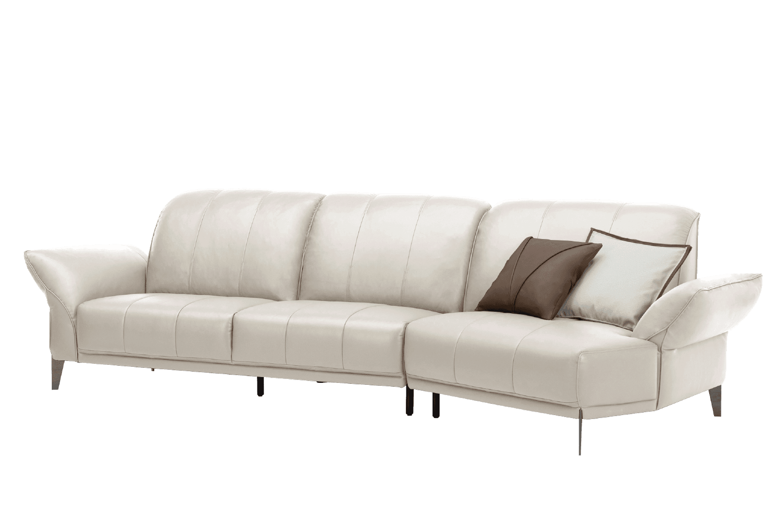 Sofa góc Kuka 9626 da bò thật tiếp xúc màu be (U637052-G) 292/316x137x89