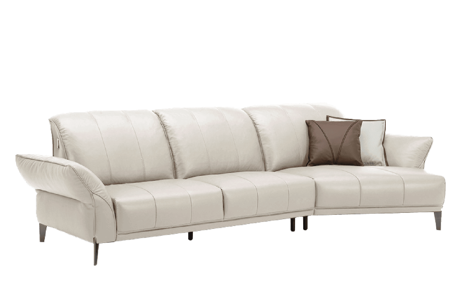 Sofa góc Kuka 9626 da bò thật tiếp xúc màu be (U637052-G) 292/316x137x89