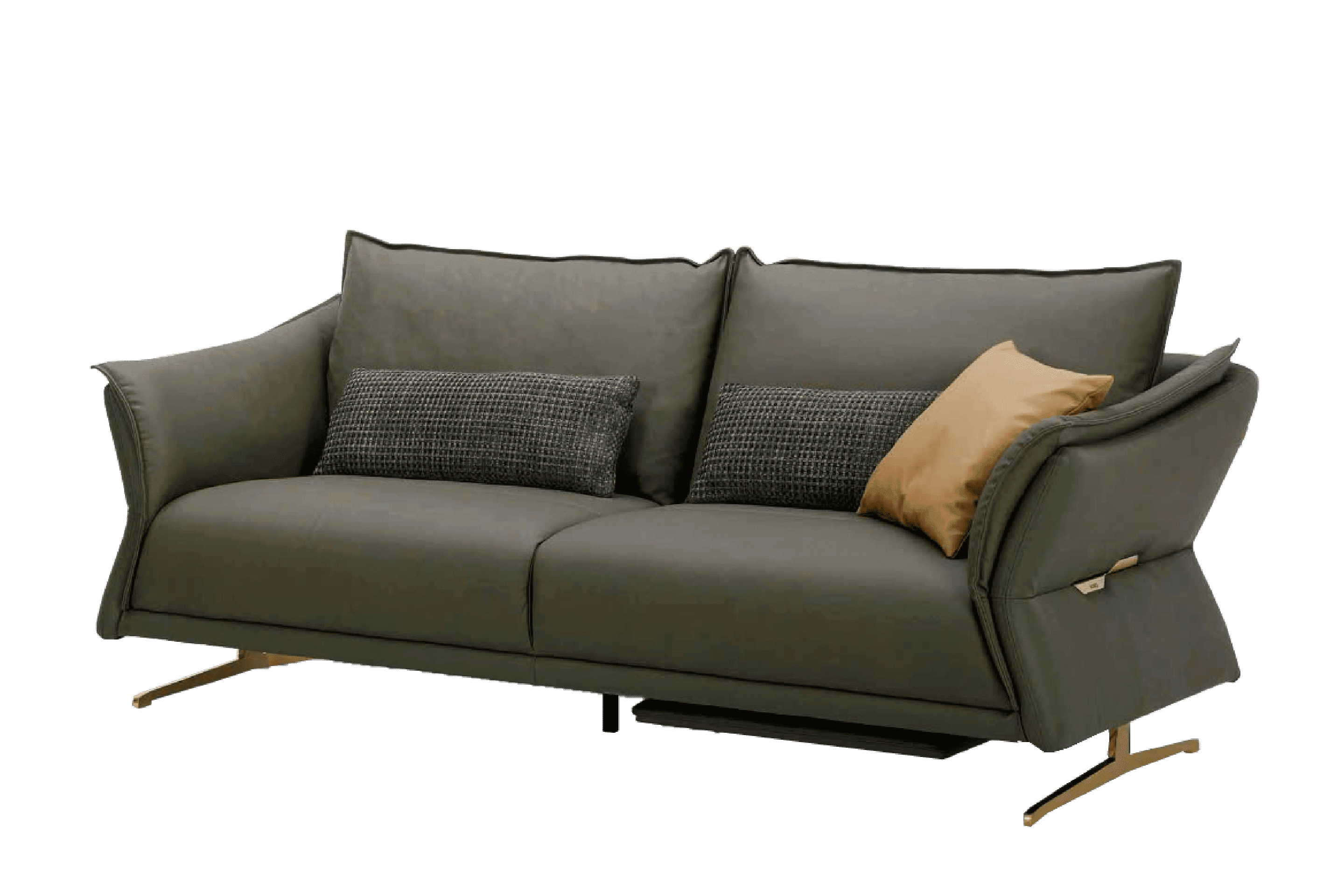 Sofa văng Kuka 9615 da bò thật tiếp xúc màu xanh lá cây nhạt (W758061) 225x95/136x60/73