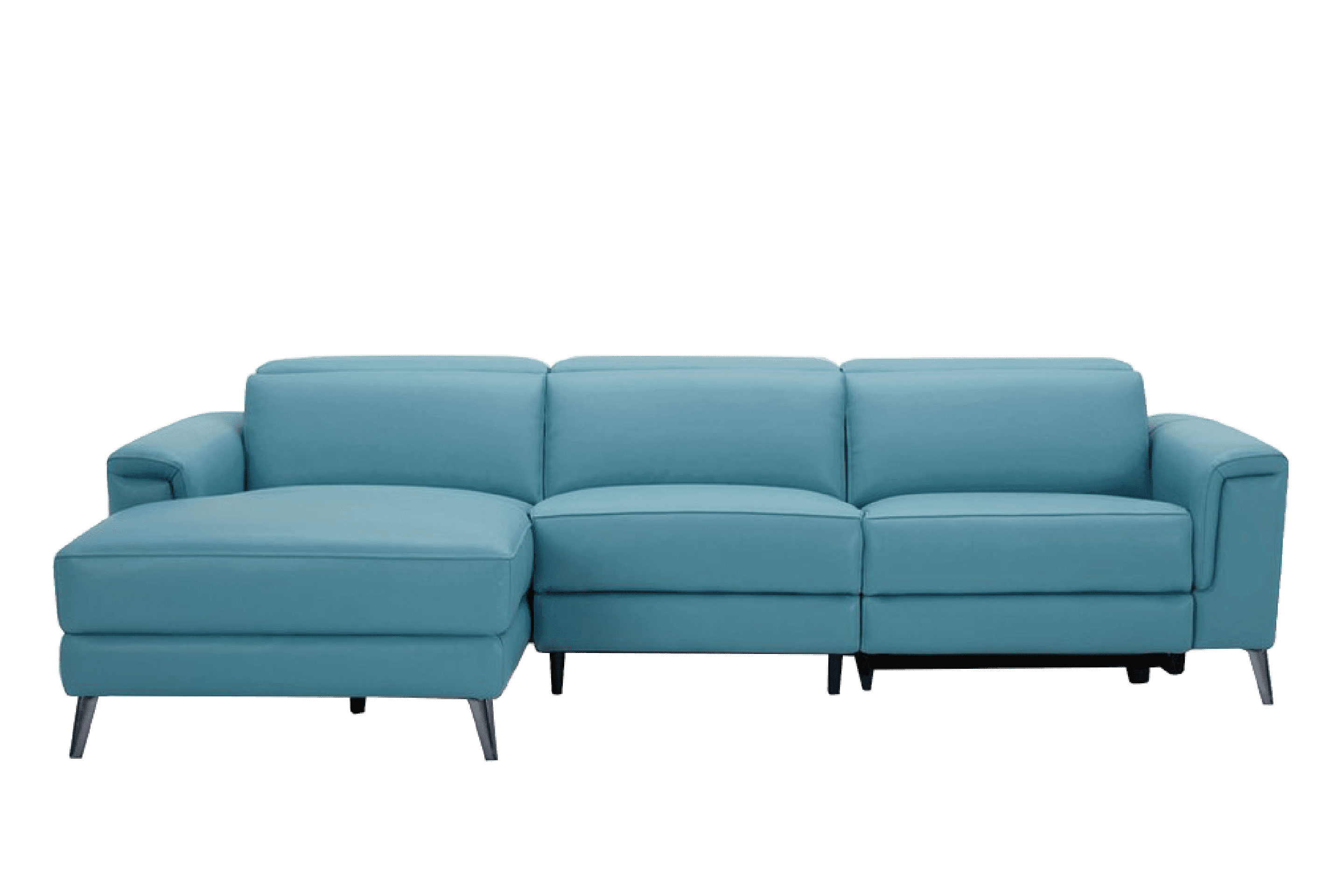 Sofa Góc phải Kuka KM.5160 chỉnh điện da bò thật tiếp xúc màu xanh dương đậm 282x106/168x78/104