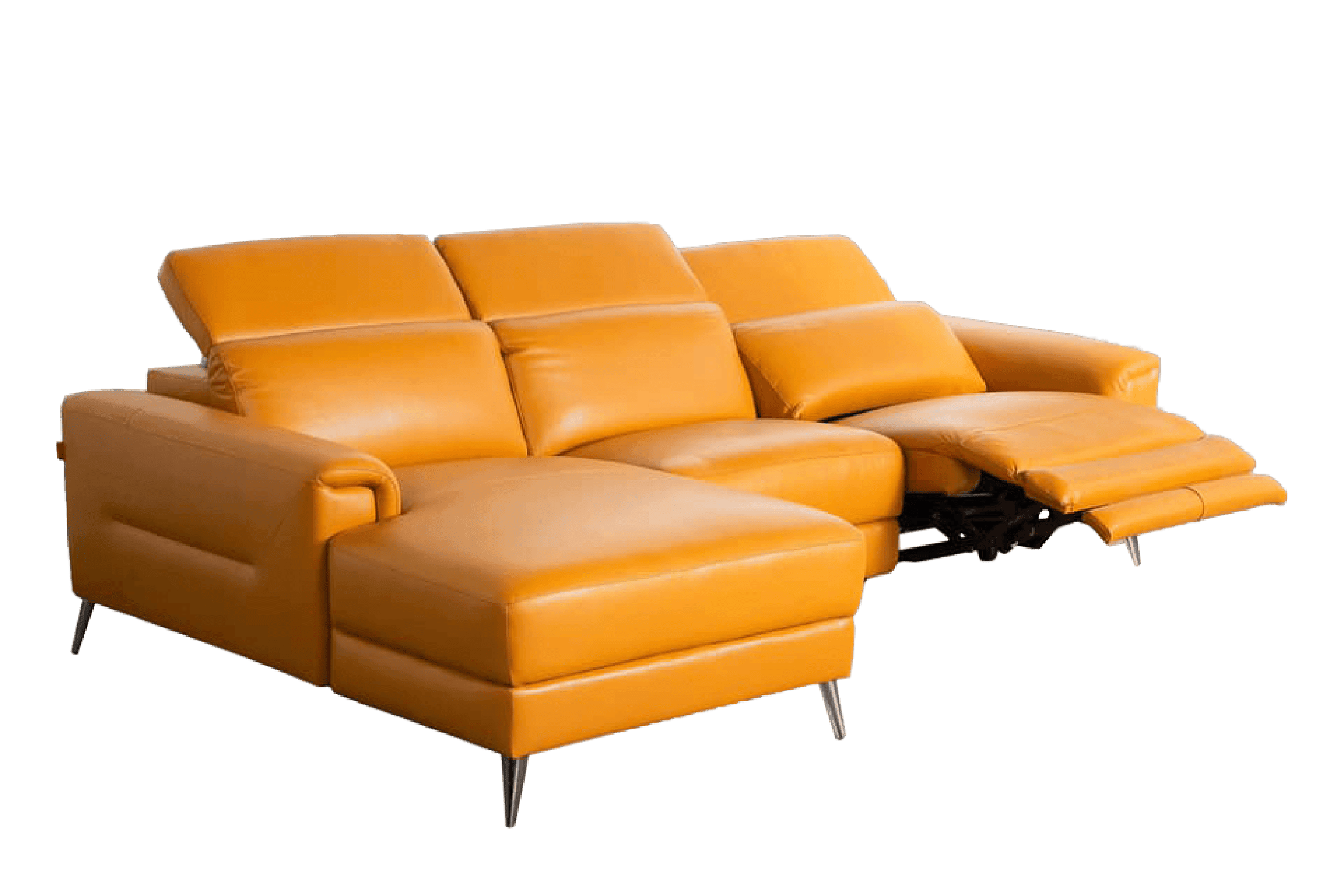 Ghế Sofa góc phải Kuka KM.5160 Da thật tiếp xúc Màu Da bò 282x106/168x78/104