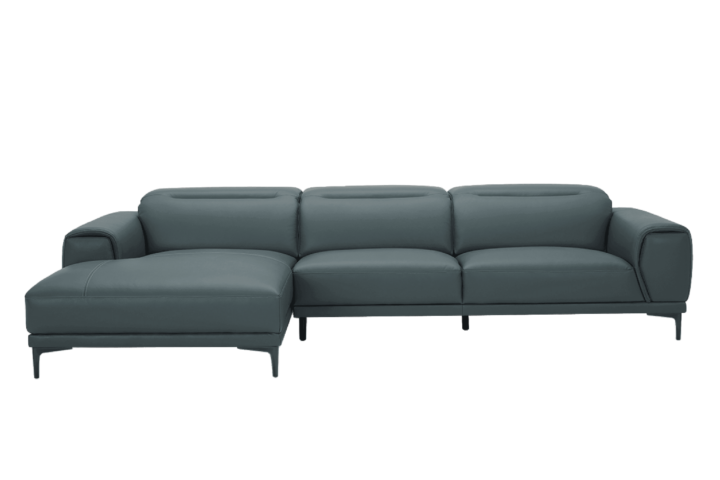 Sofa Góc phải Kuka KF.111 da bò thật tiếp xúc màu ghi đậm 306x172/175x71/97