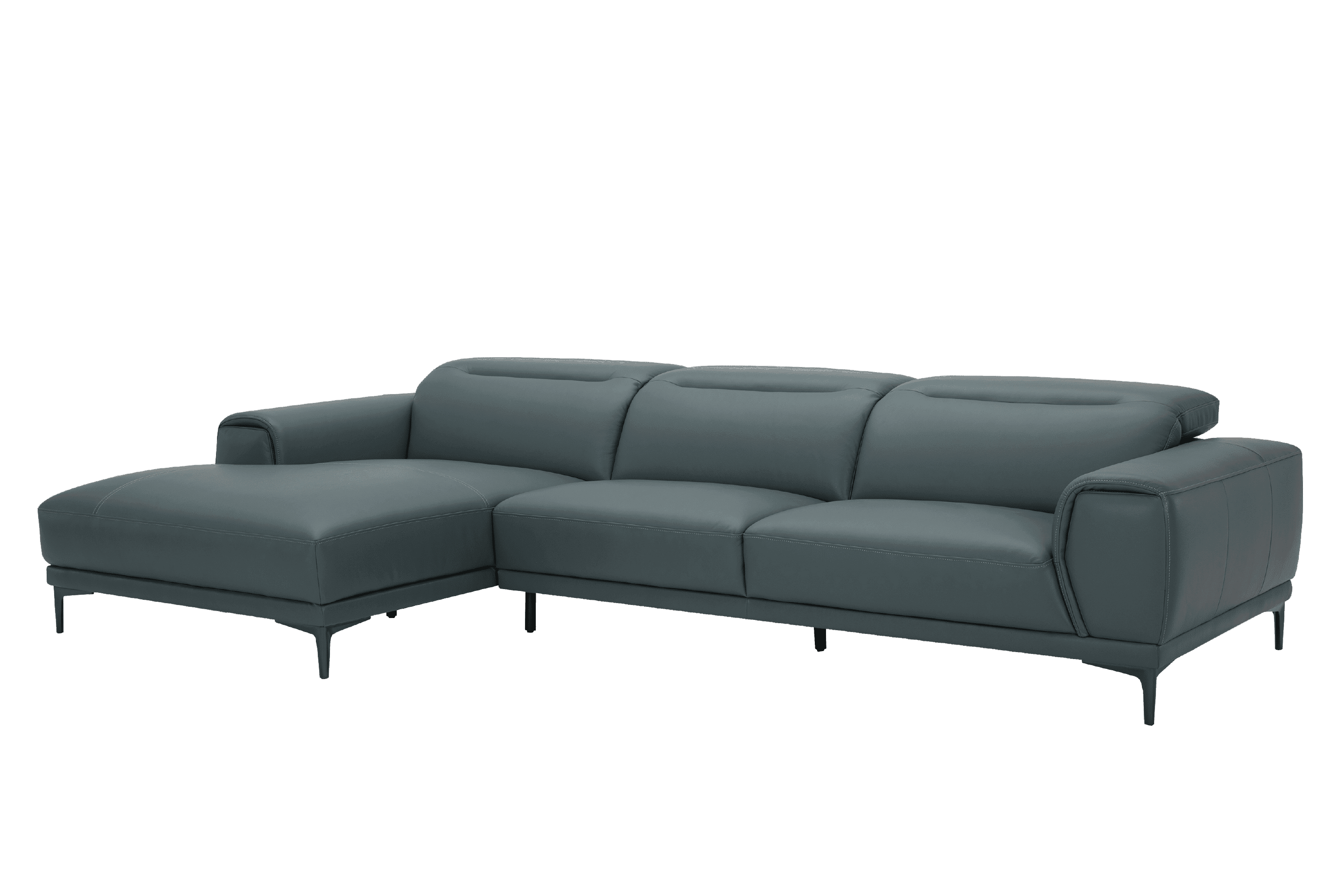 Sofa Góc phải Kuka KF.111 da bò thật tiếp xúc màu ghi đậm 306x172/175x71/97