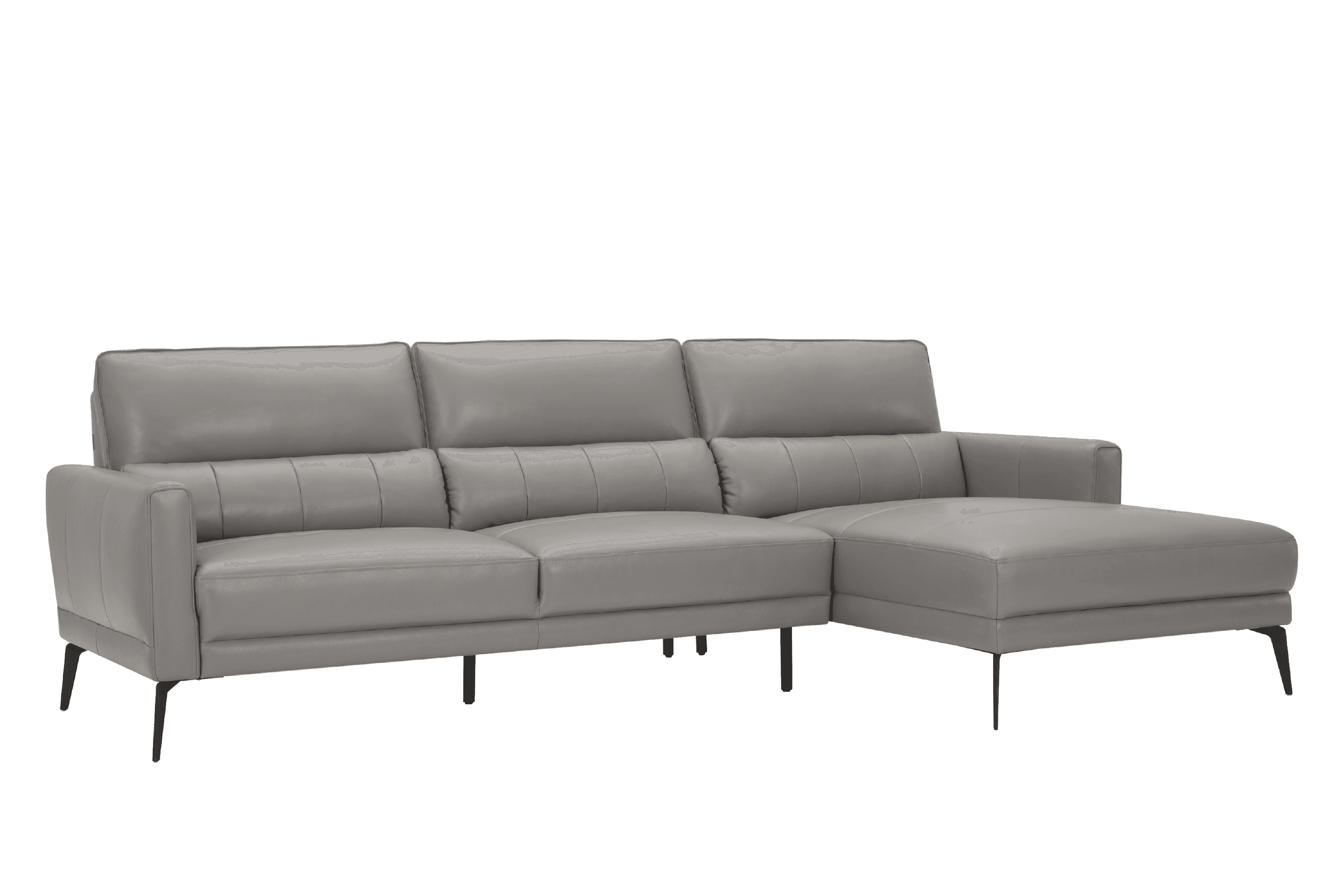 Sofa Góc trái Kuka KT.035 da bò thật tiếp xúc màu ghi nhạt (M5655/PVC) 274x160x89