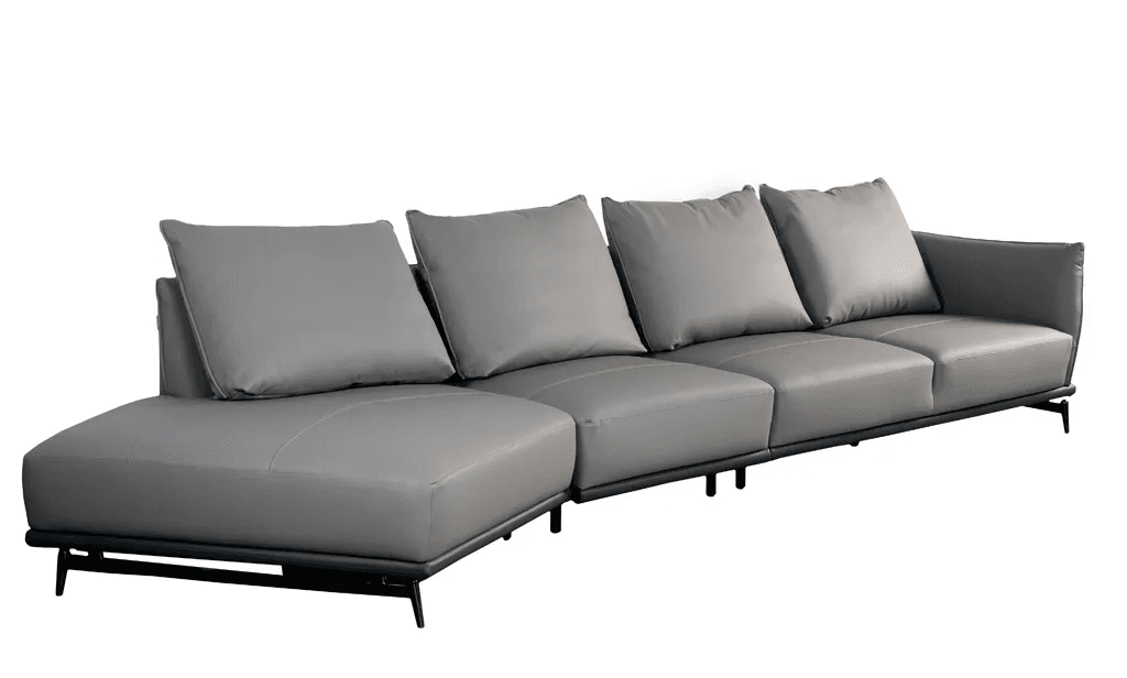 Sofa Góc phải, trái Kuka 9616 da bò thật 100% màu ghi nhạt (W758033) 415x120x73/89