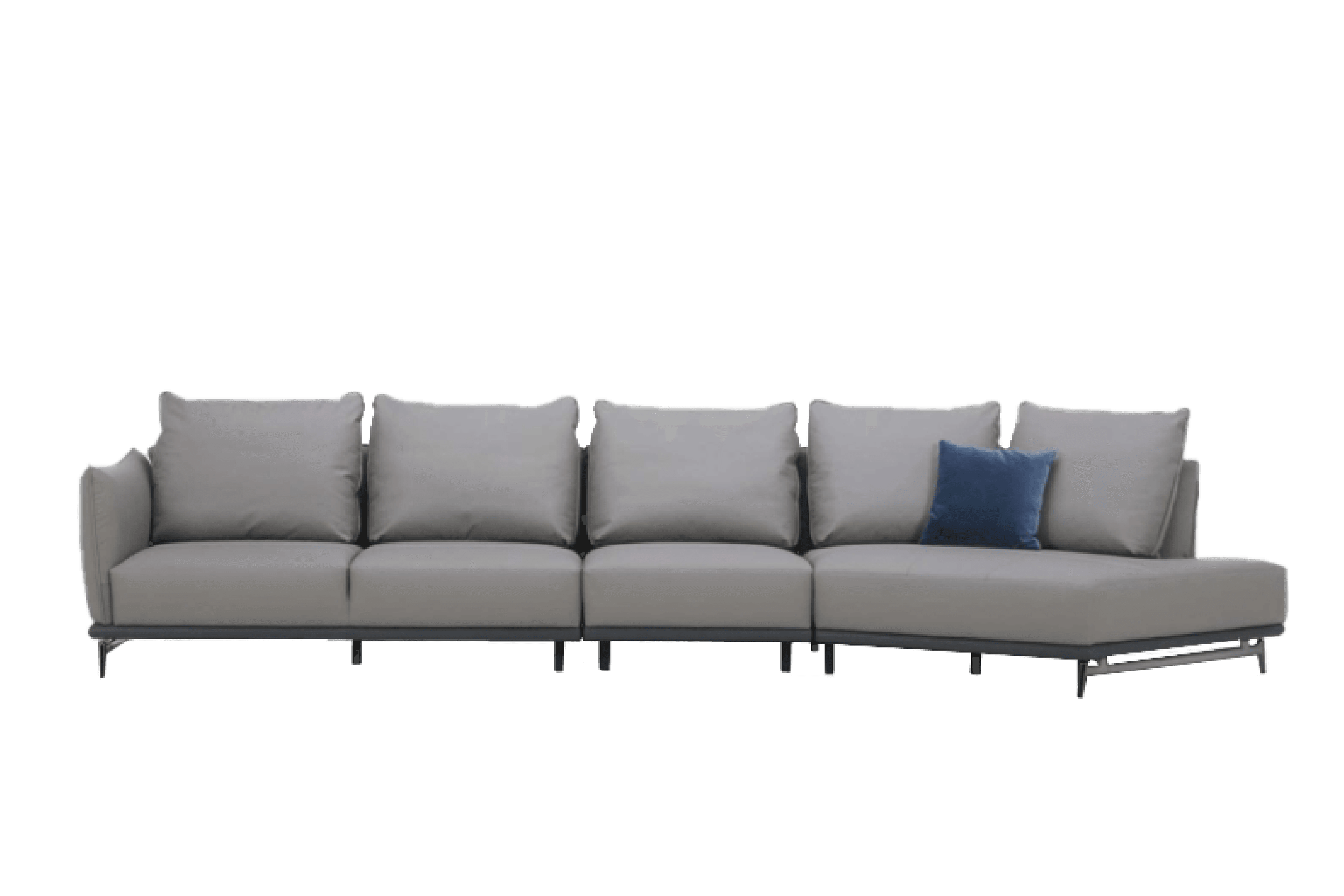 Sofa Góc phải, trái Kuka 9616 da bò thật 100% màu ghi nhạt (W758033) 415x120x73/89