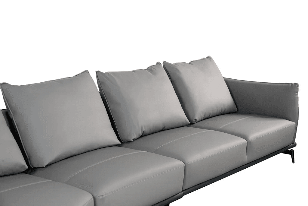 Sofa Góc phải, trái Kuka 9616 da bò thật 100% màu ghi nhạt (W758033) 415x120x73/89