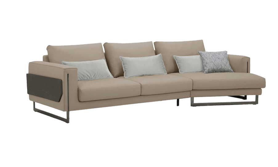 Sofa Văng Kuka BY.689 da bò thật tiếp xúc màu nâu nhạt (F0801021-X) 302/328x104x71/84