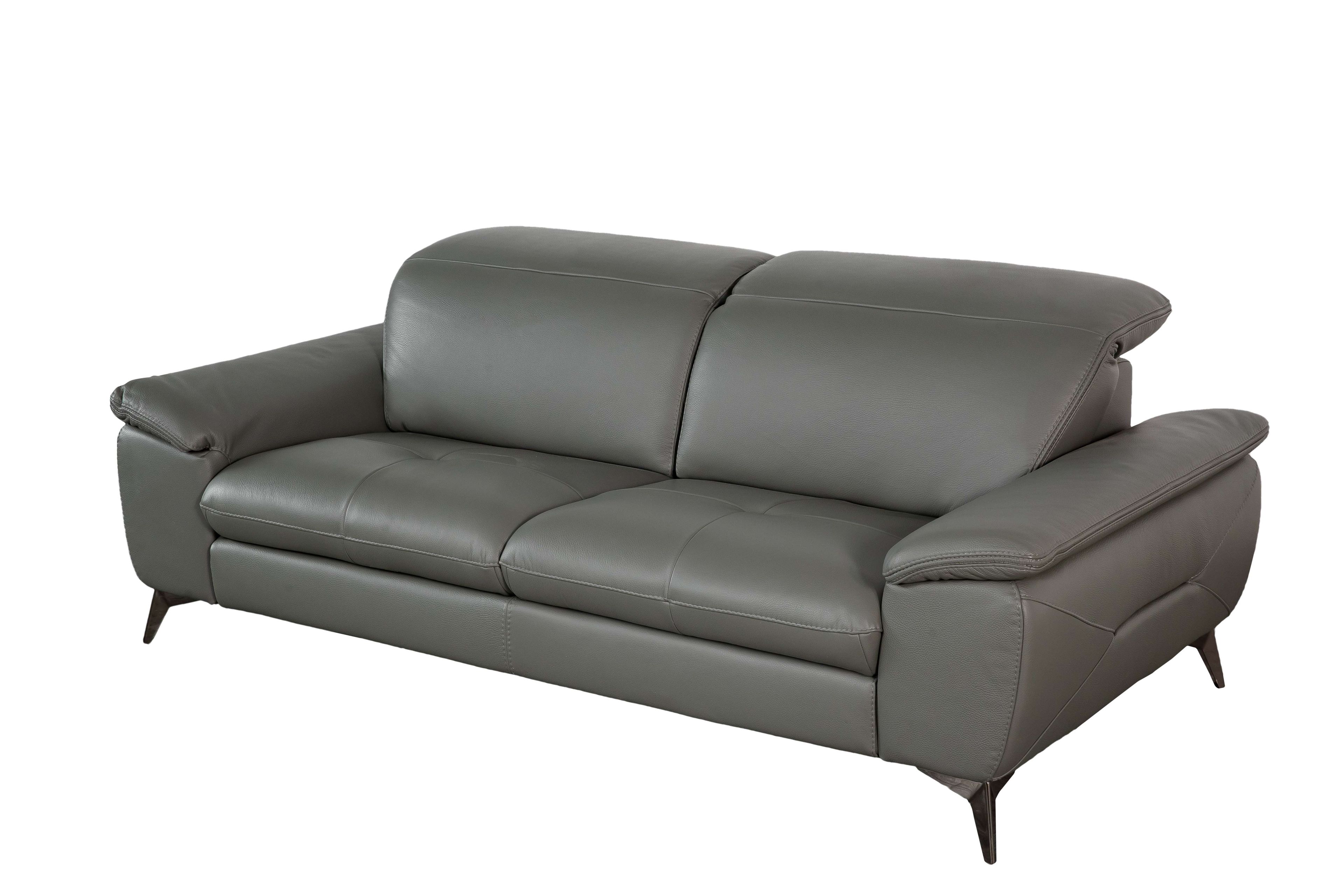 Ghế Sofa văng/băng Satis Dixie Da thật 100% Màu ghi đậm 207x107x1050/78