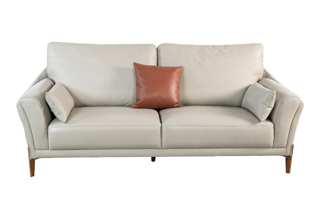 Sofa Văng Kuka 8159 da bò thật tiếp xúc màu ghi nhạt (O7805) 218x99x62