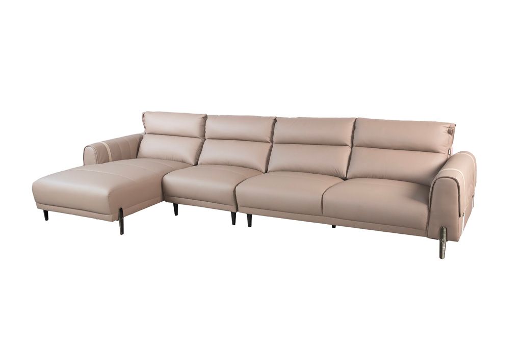 Sofa góc phải Kuka 8179 Da bò thật tiếp xúc Màu nâu 3560x163x790