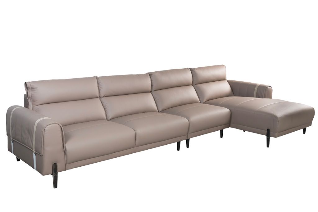 Sofa góc trái Kuka 8179 Da bò thật tiếp xúc, màu nâu 3560*163*790