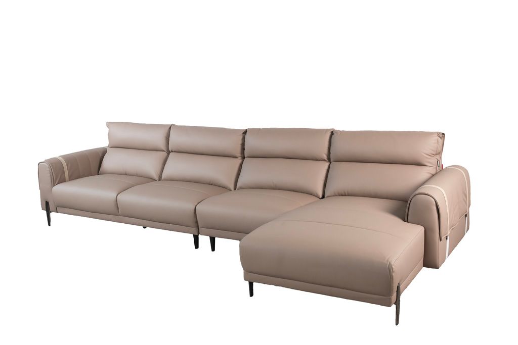 Sofa góc trái Kuka 8179 Da bò thật tiếp xúc, màu nâu 3560*163*790