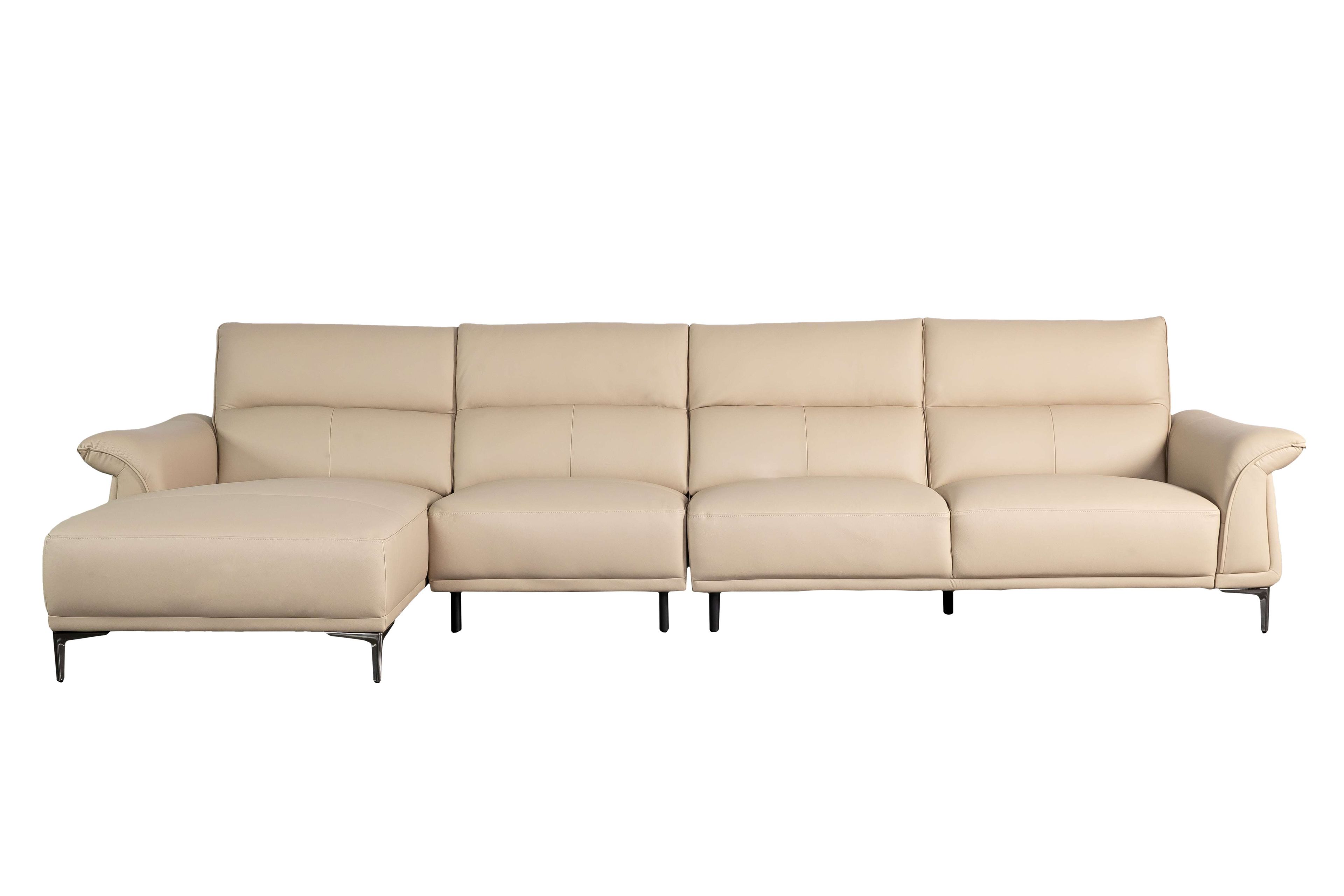 Sofa góc trái Kuka 8202 Da bò thật tiếp xúc Màu xám 3680*1660*910