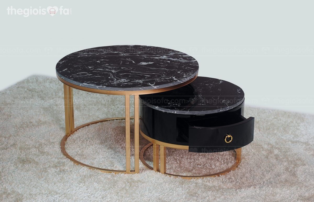 Bàn trà mặt đá Halo Black