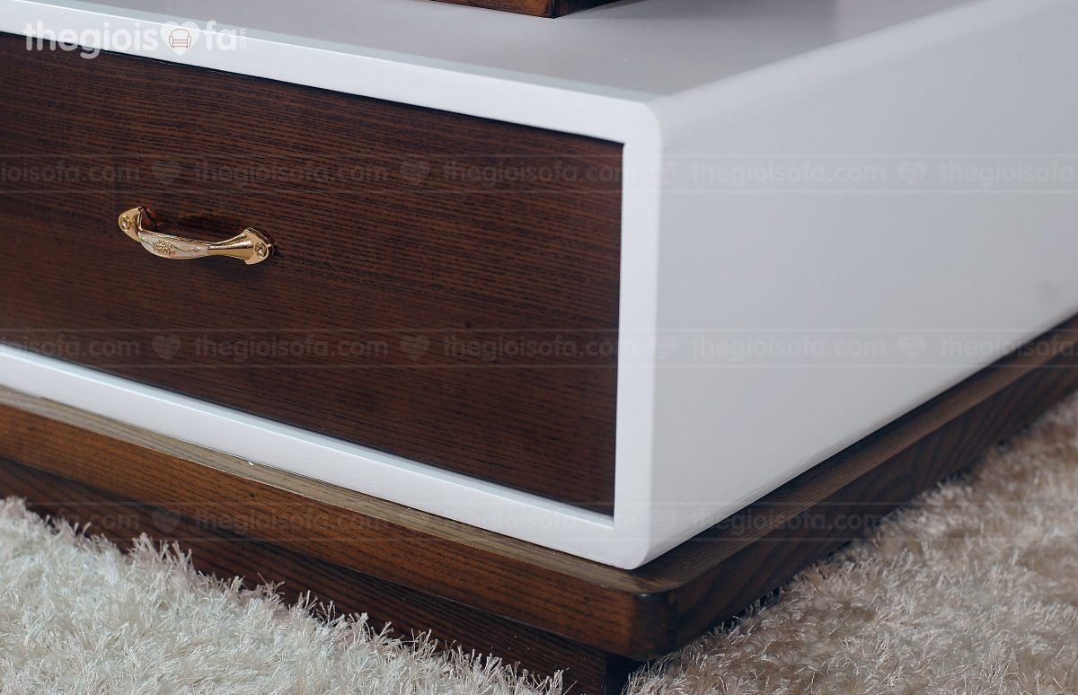 Bàn trà Valencia White – Gỗ tần bì mặt đá
