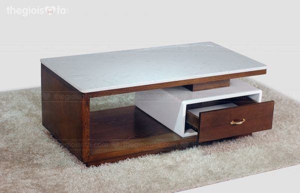 Bàn trà Valencia White – Gỗ tần bì mặt đá