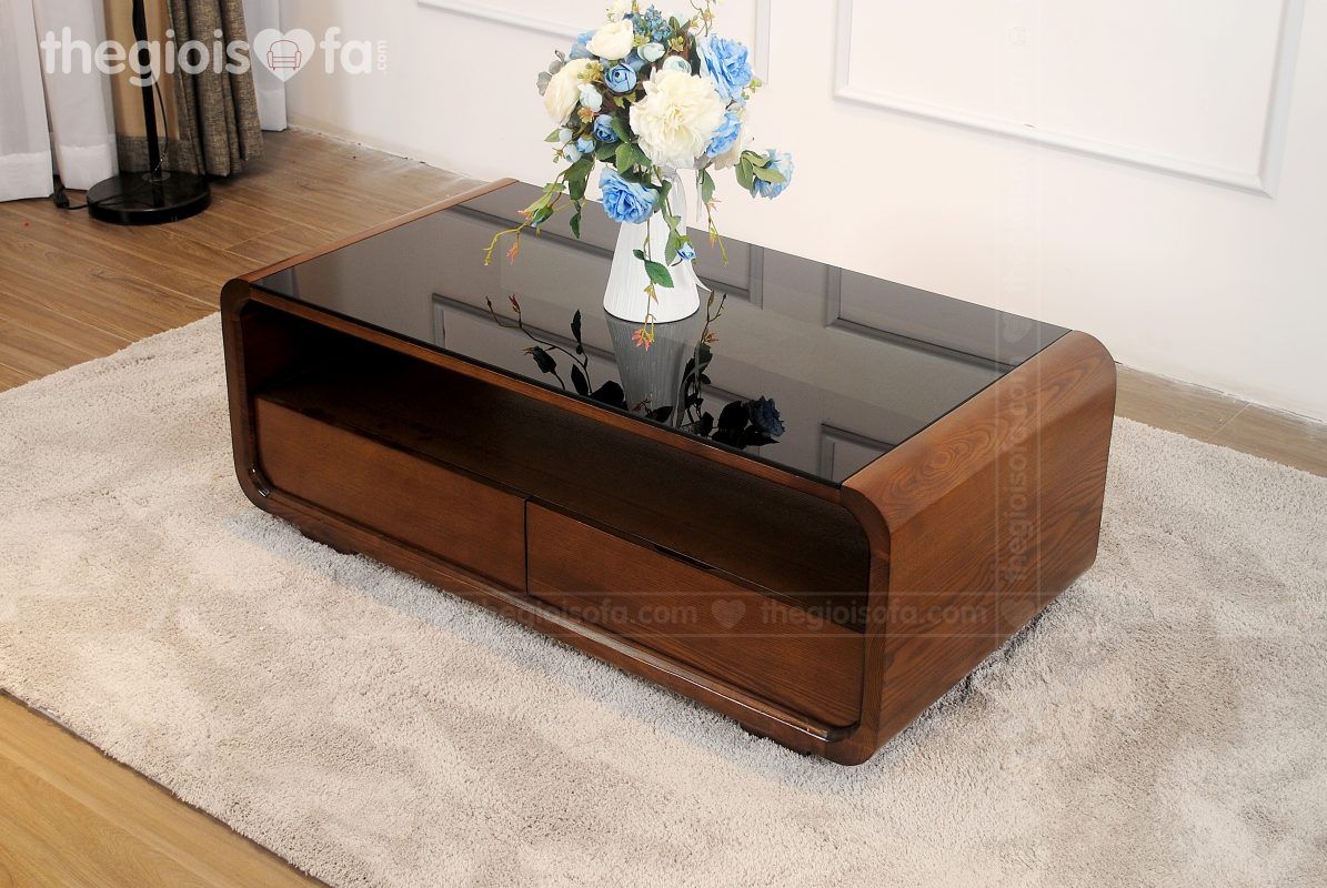 Bàn trà gỗ mặt kính Zontini