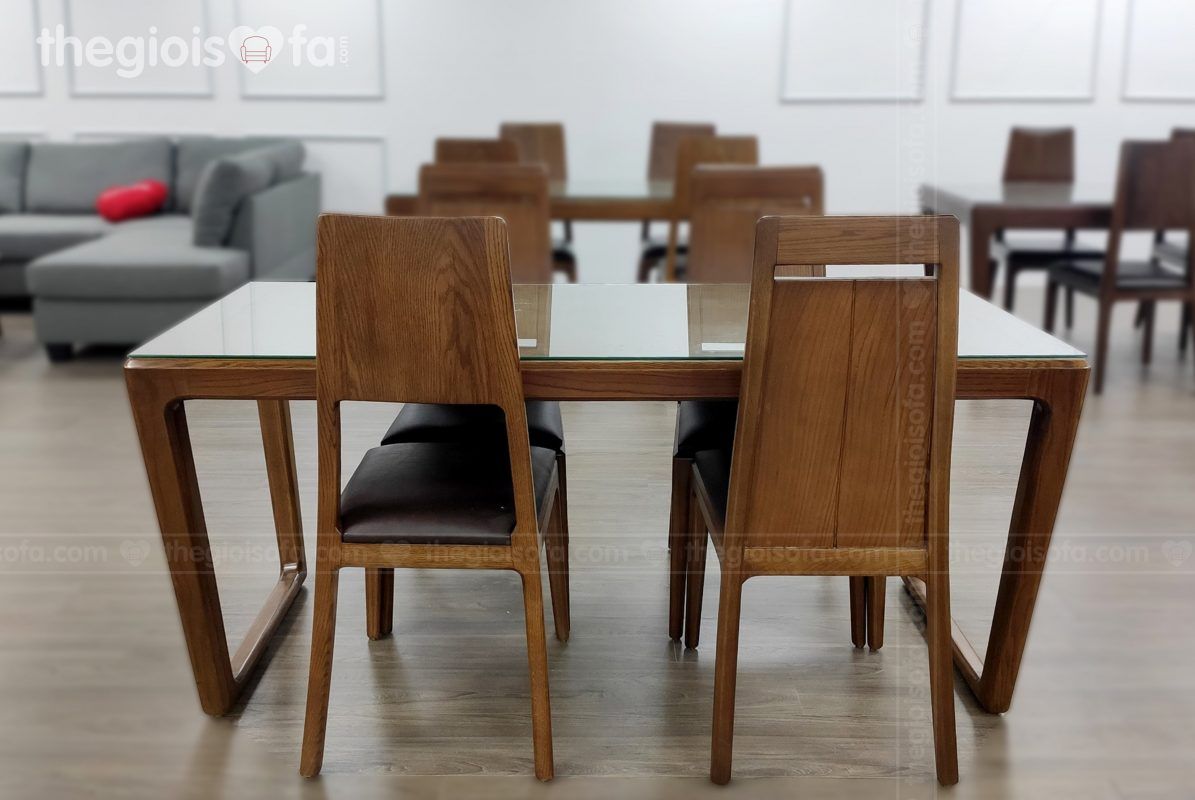 Bộ bàn ăn gỗ óc chó 8 ghế Henderson