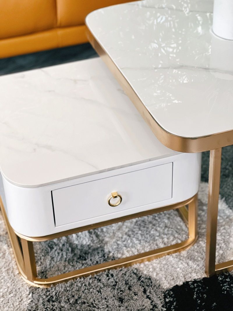 Bàn trà mặt đá Halo White (hình vuông)