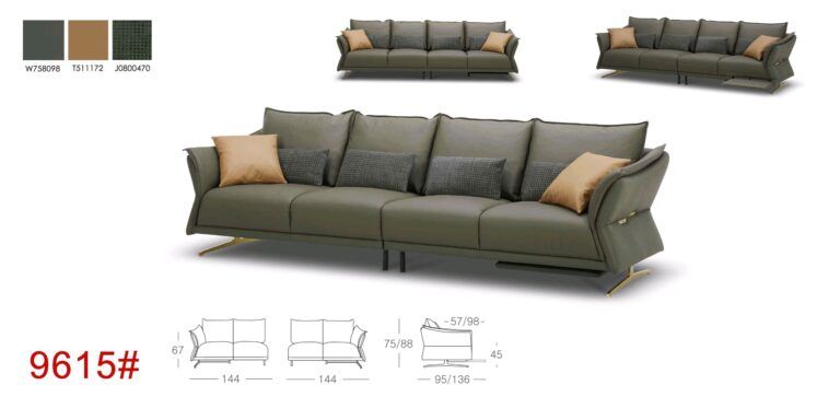 Sofa văng Kuka 9615 Da bò thật tiếp xúc