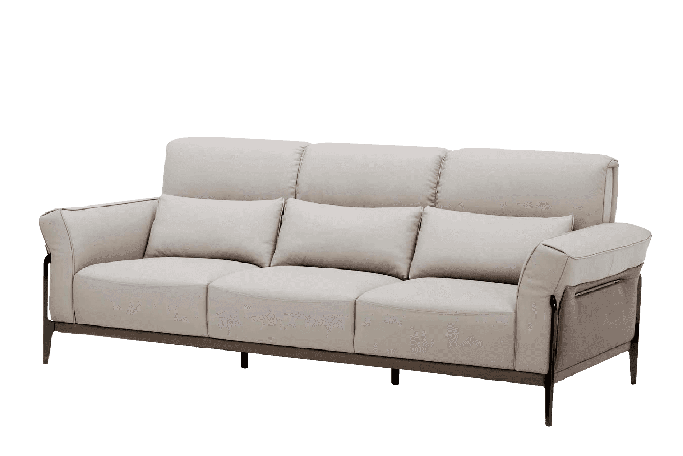 Sofa Văng Kuka 8181 da bò thật tiếp xúc màu ghi nhạt (U632023) 281x103x81