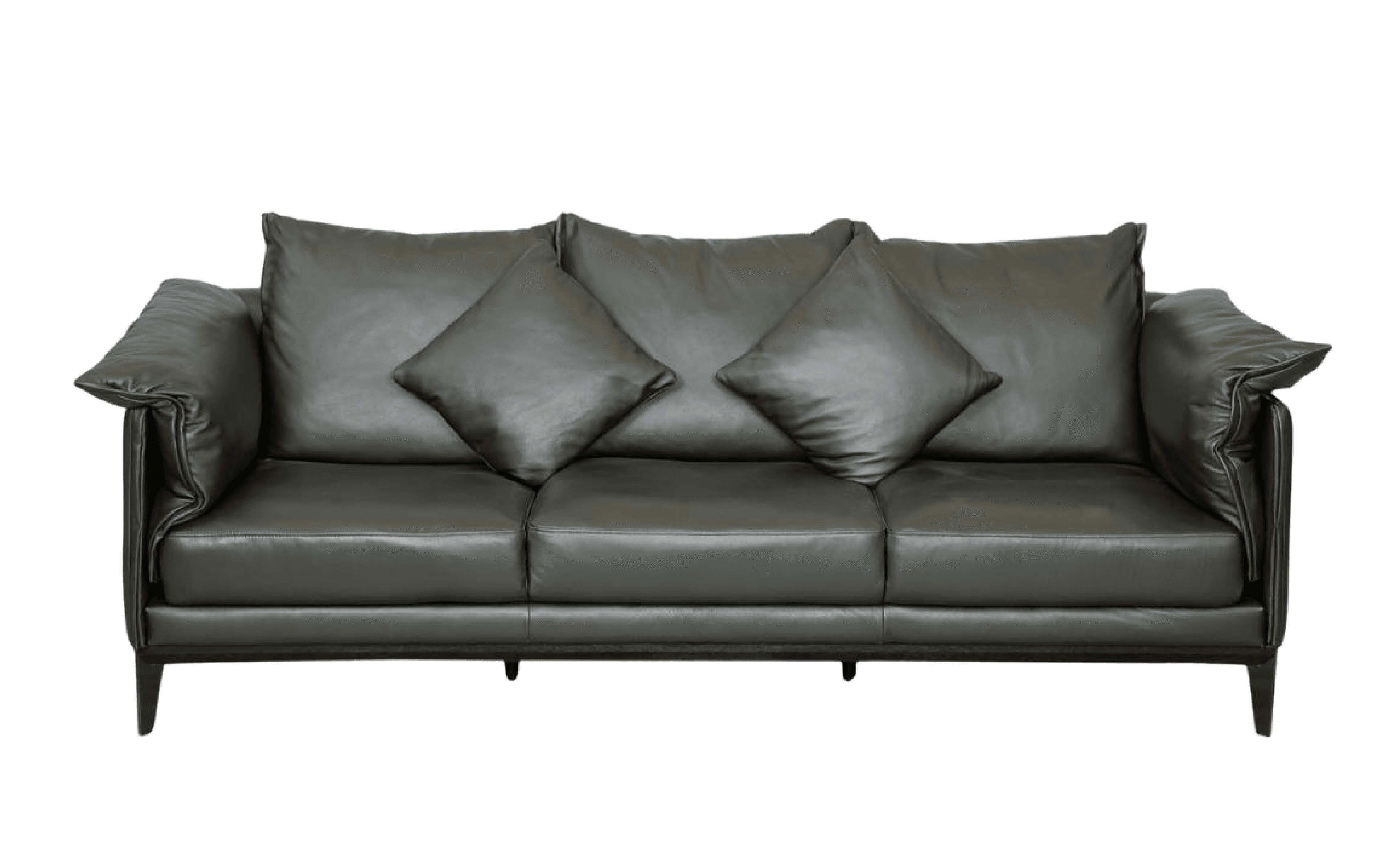 Sofa Văng Kuka 123 da bò thật 100% màu ghi đậm (O7603) 227x100x92