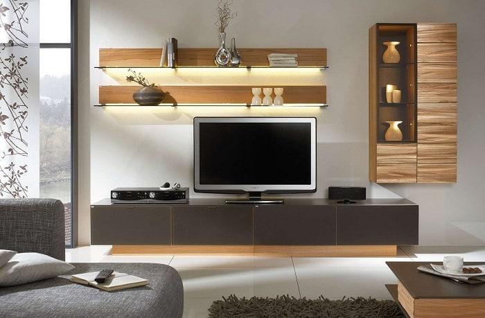 Mẫu kệ tivi treo tường phòng ngủ trang trí