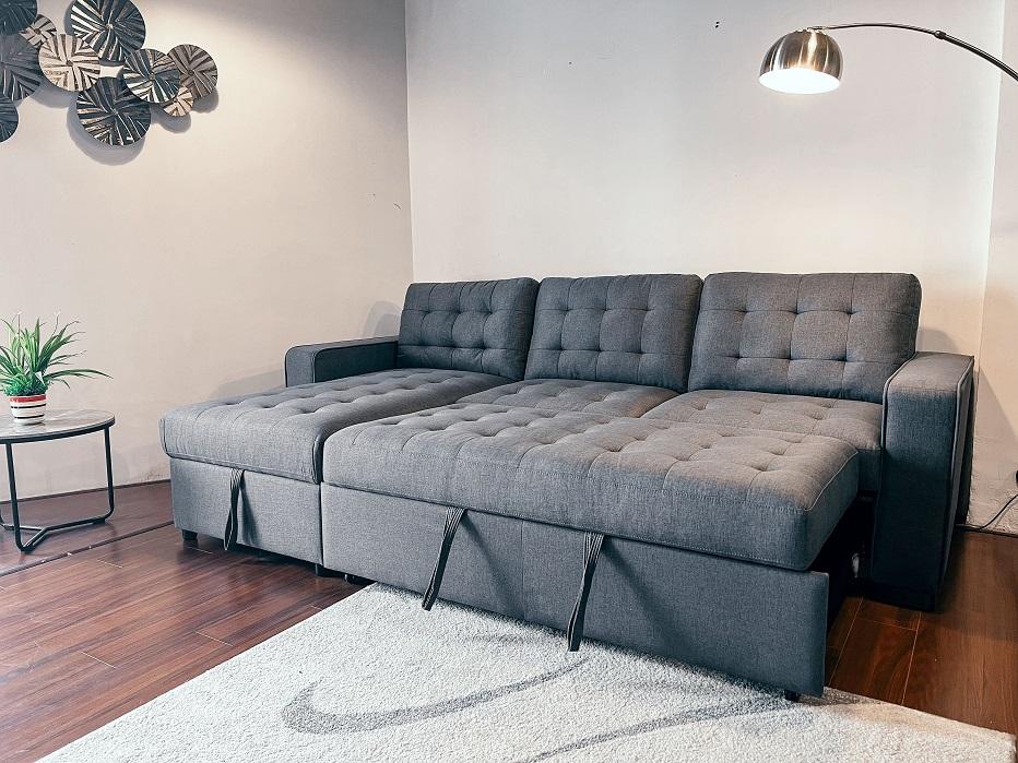 Sofa đa năng Sofaland Belissa nỉ màu ghi đậm