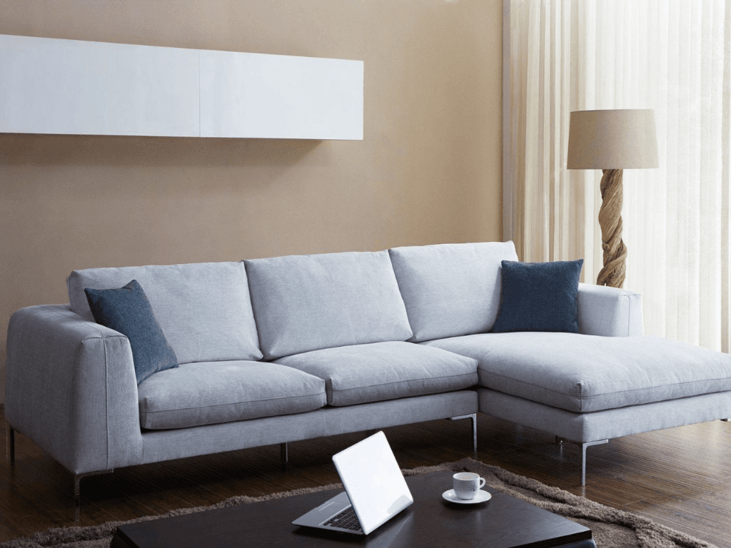  Sofa nỉ nhung trong phòng khách hiện đại