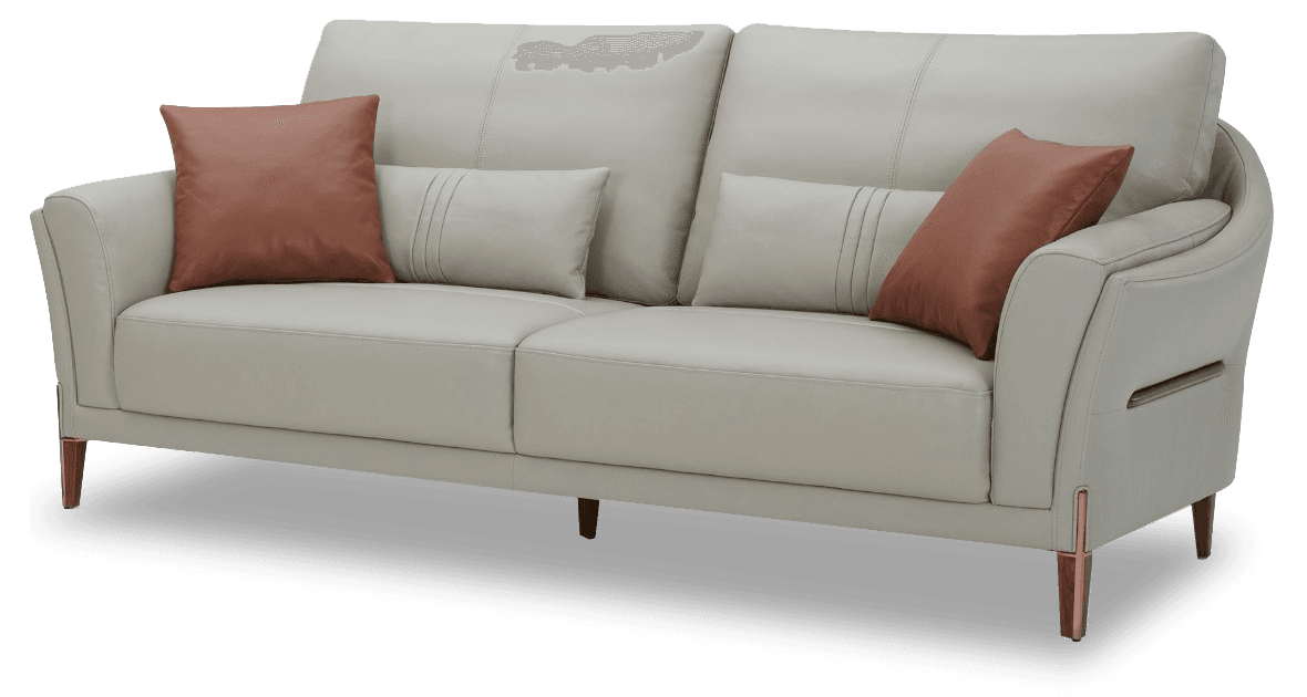Sofa Văng Kuka 8159 da bò thật tiếp xúc màu ghi nhạt (O7805) 218x99x62