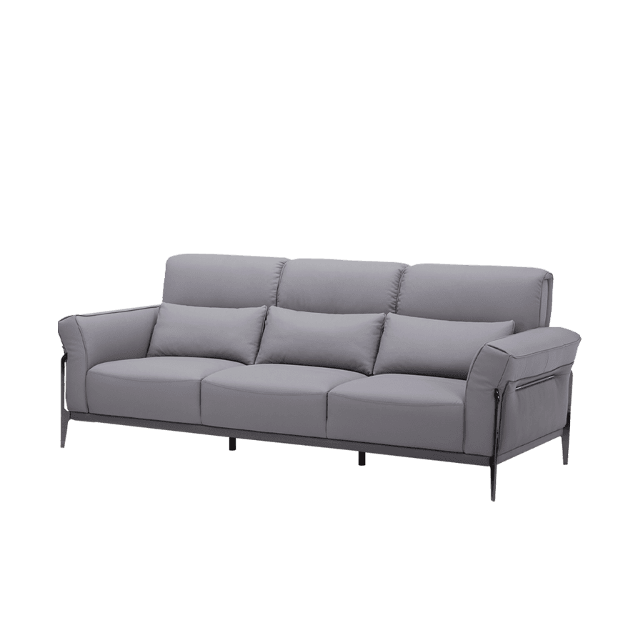 Sofa Văng Kuka 8181 da bò thật tiếp xúc màu ghi đậm (U632023) 281x103x81
