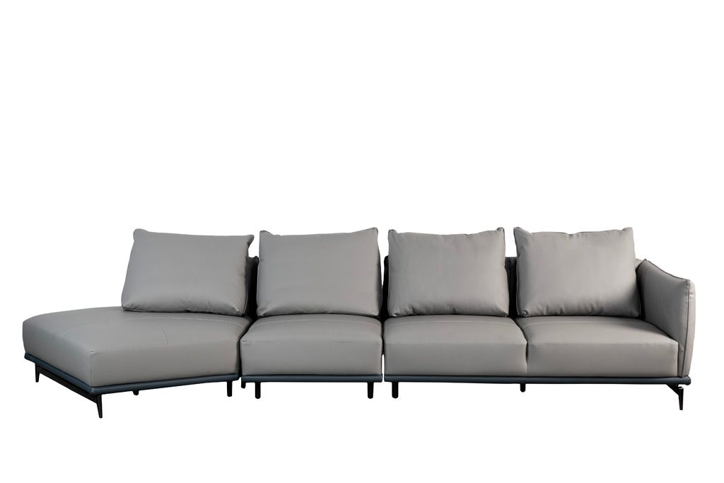 Sofa góc trái Kuka 9616 Da thật (100%) Màu ghi 4150x1200x720