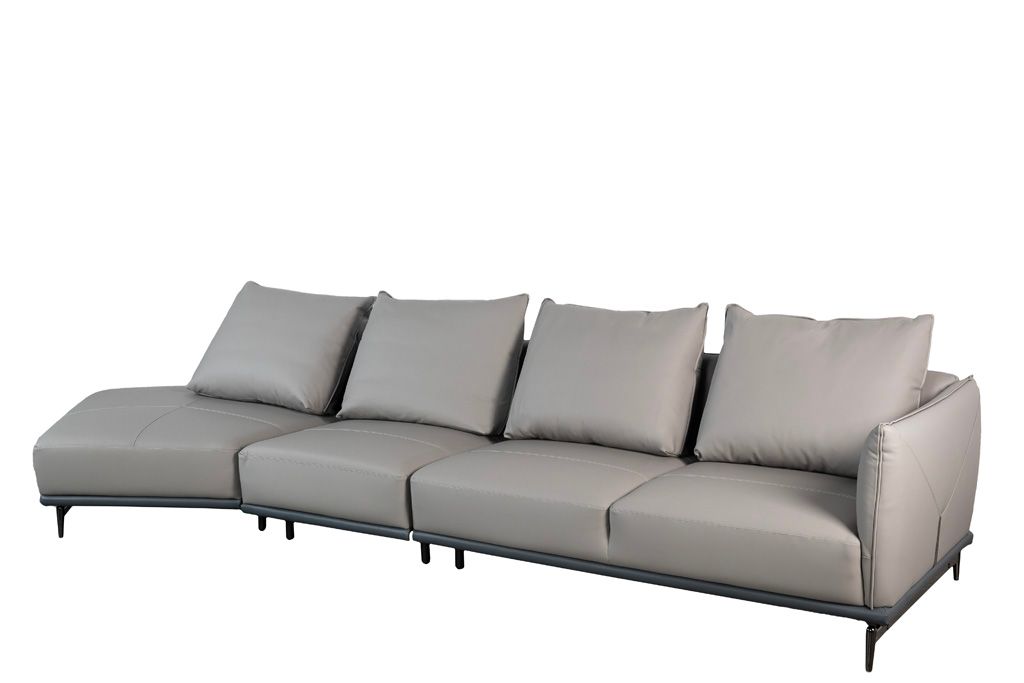 Sofa góc trái Kuka 9616 Da thật (100%) Màu ghi 4150x1200x720