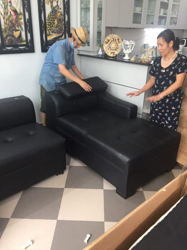 Giao hàng sofa góc giường SN40 cho nhà cô Lan – Đàm Quang Trung- Aeon Mall