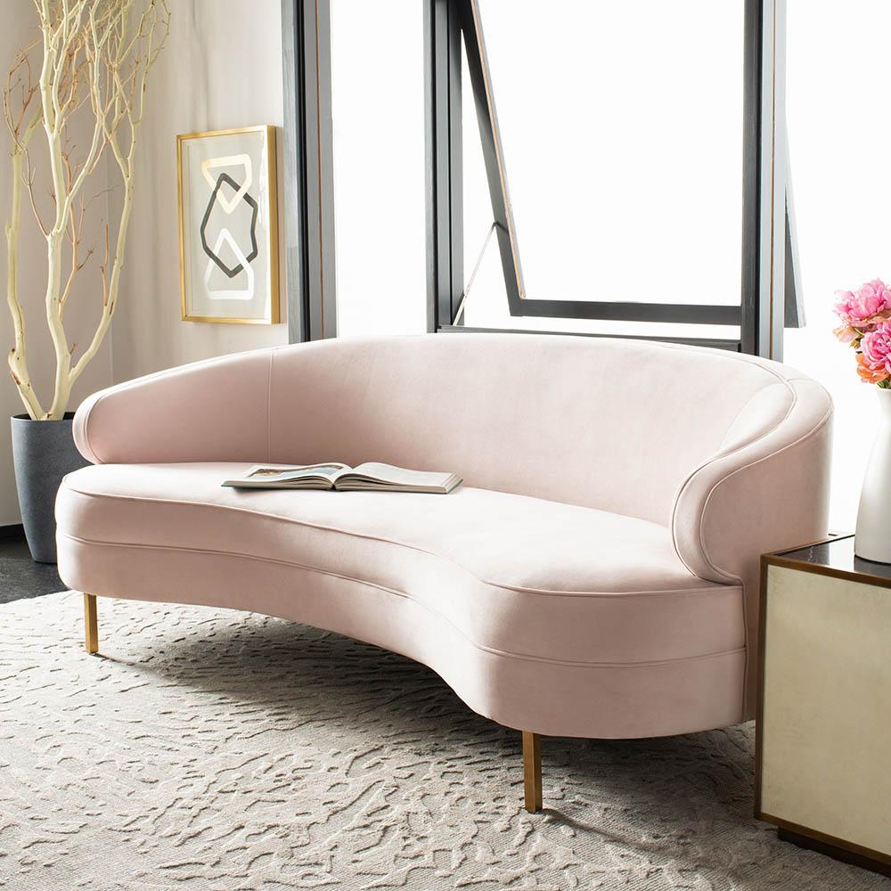 Mẫu sofa màu hồng nhẹ nhàng và tinh tế cho phòng khách nhỏ