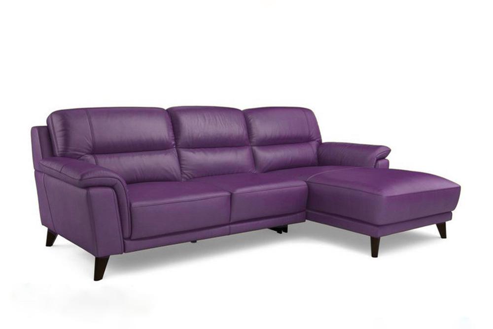 Sofa da cao cấp bóng bẩy với màu tím đậm