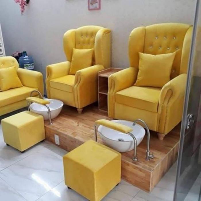 ghế nail màu vàng