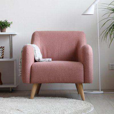 Thiết kế ghế sofa đơn màu hồng trẻ trung